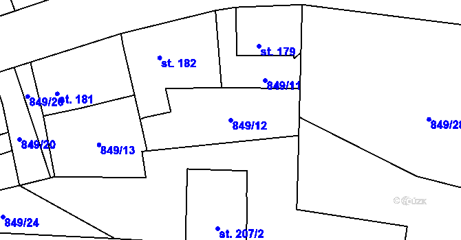 Parcela st. 849/12 v KÚ Nezdice na Šumavě, Katastrální mapa