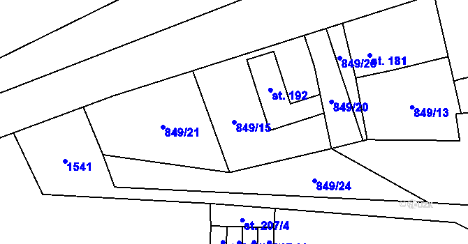 Parcela st. 849/15 v KÚ Nezdice na Šumavě, Katastrální mapa