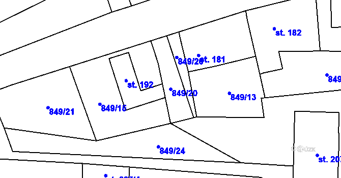 Parcela st. 849/20 v KÚ Nezdice na Šumavě, Katastrální mapa