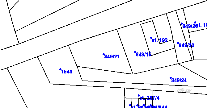 Parcela st. 849/21 v KÚ Nezdice na Šumavě, Katastrální mapa