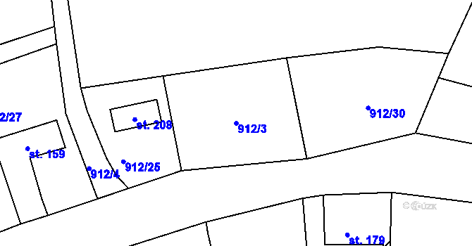 Parcela st. 912/3 v KÚ Nezdice na Šumavě, Katastrální mapa