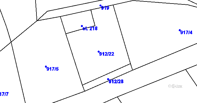 Parcela st. 912/22 v KÚ Nezdice na Šumavě, Katastrální mapa