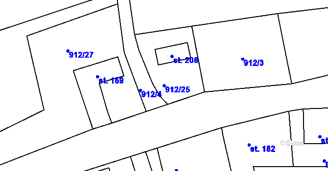 Parcela st. 912/25 v KÚ Nezdice na Šumavě, Katastrální mapa