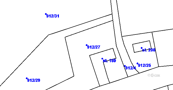 Parcela st. 912/27 v KÚ Nezdice na Šumavě, Katastrální mapa