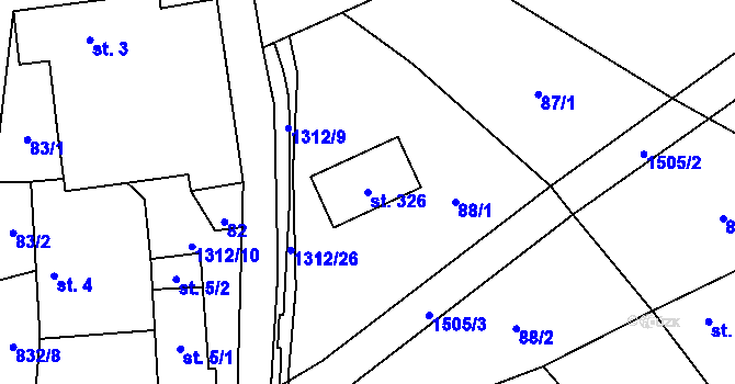 Parcela st. 326 v KÚ Nezdice na Šumavě, Katastrální mapa