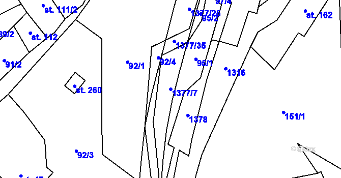 Parcela st. 1377/7 v KÚ Nezdice na Šumavě, Katastrální mapa