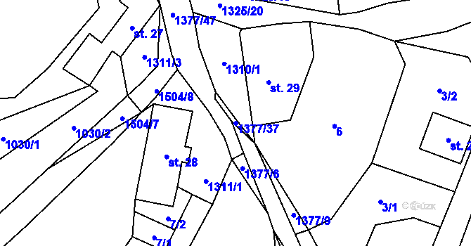 Parcela st. 1377/37 v KÚ Nezdice na Šumavě, Katastrální mapa