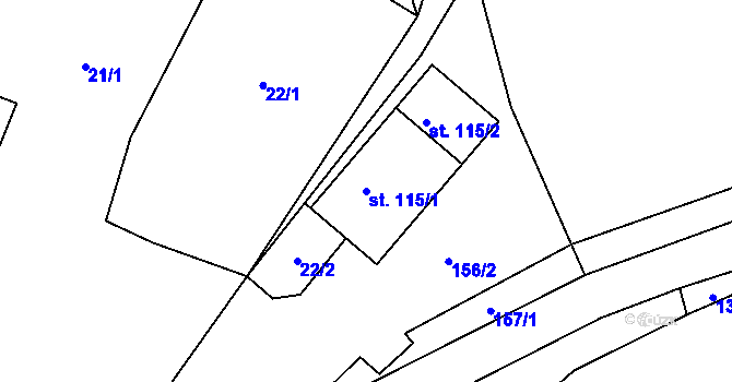 Parcela st. 115/1 v KÚ Nezdice na Šumavě, Katastrální mapa