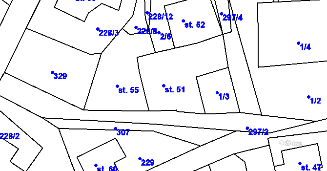 Parcela st. 51 v KÚ Pohorsko, Katastrální mapa