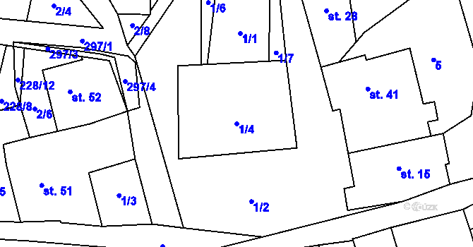 Parcela st. 1/4 v KÚ Pohorsko, Katastrální mapa