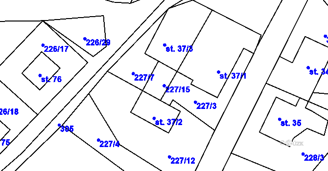 Parcela st. 227/15 v KÚ Pohorsko, Katastrální mapa