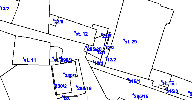 Parcela st. 12/1 v KÚ Pohorsko, Katastrální mapa