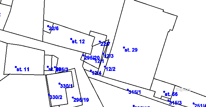 Parcela st. 12/3 v KÚ Pohorsko, Katastrální mapa