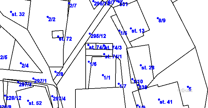 Parcela st. 74/1 v KÚ Pohorsko, Katastrální mapa