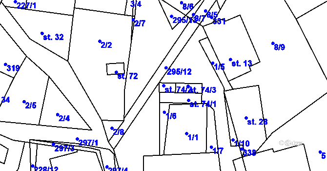 Parcela st. 74/2 v KÚ Pohorsko, Katastrální mapa