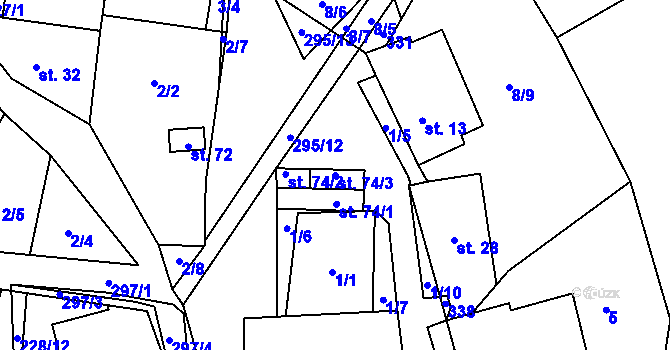 Parcela st. 74/3 v KÚ Pohorsko, Katastrální mapa