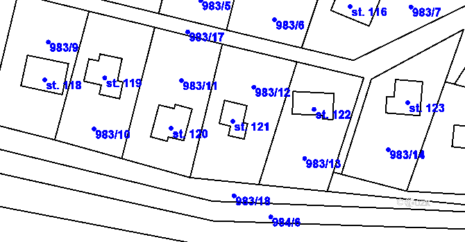 Parcela st. 121 v KÚ Milínov u Nezvěstic, Katastrální mapa