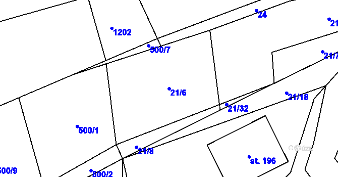 Parcela st. 21/6 v KÚ Milínov u Nezvěstic, Katastrální mapa