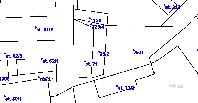 Parcela st. 35/2 v KÚ Milínov u Nezvěstic, Katastrální mapa