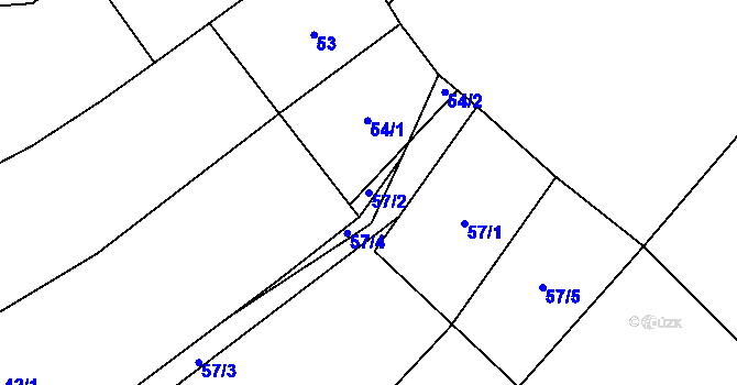 Parcela st. 57/2 v KÚ Milínov u Nezvěstic, Katastrální mapa