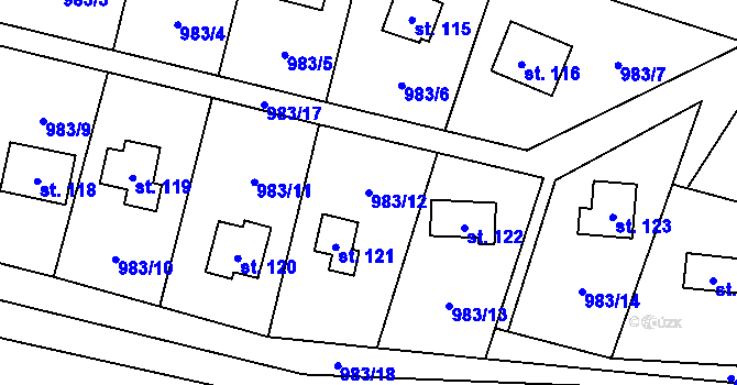 Parcela st. 983/12 v KÚ Milínov u Nezvěstic, Katastrální mapa