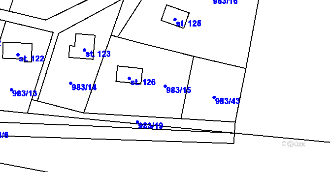 Parcela st. 983/15 v KÚ Milínov u Nezvěstic, Katastrální mapa