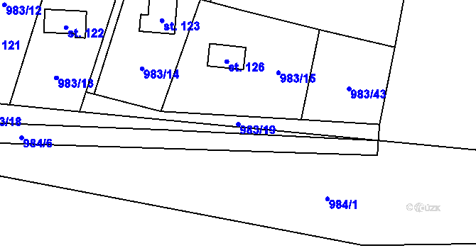 Parcela st. 983/19 v KÚ Milínov u Nezvěstic, Katastrální mapa