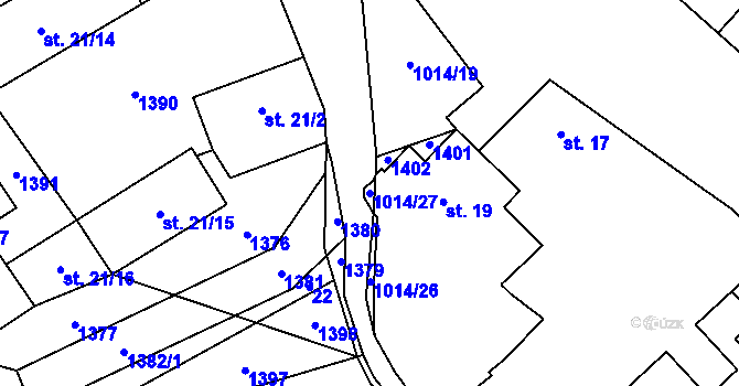 Parcela st. 1014/27 v KÚ Milínov u Nezvěstic, Katastrální mapa