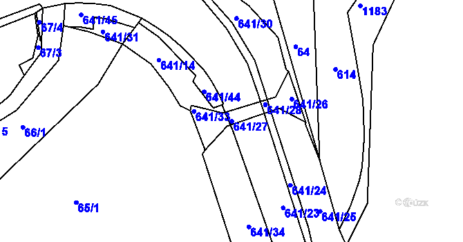 Parcela st. 641/27 v KÚ Nezvěstice, Katastrální mapa