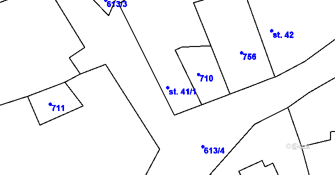 Parcela st. 41/1 v KÚ Nezvěstice, Katastrální mapa