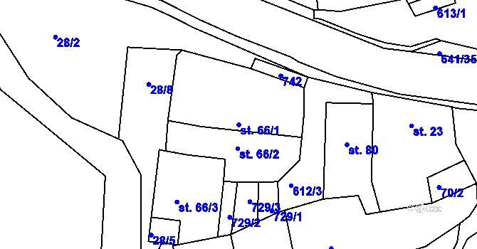 Parcela st. 66/1 v KÚ Nezvěstice, Katastrální mapa