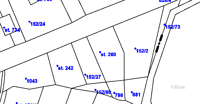 Parcela st. 280 v KÚ Nezvěstice, Katastrální mapa