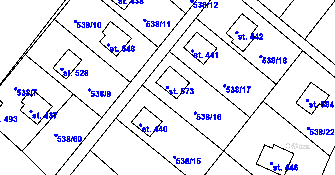 Parcela st. 573 v KÚ Nezvěstice, Katastrální mapa