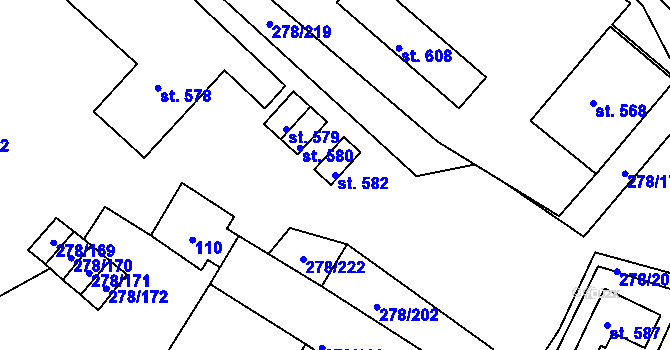 Parcela st. 582 v KÚ Nezvěstice, Katastrální mapa