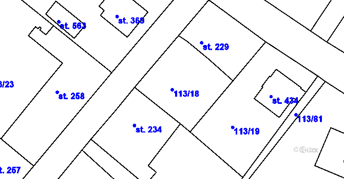 Parcela st. 113/18 v KÚ Nezvěstice, Katastrální mapa