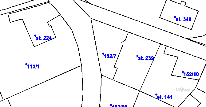 Parcela st. 152/7 v KÚ Nezvěstice, Katastrální mapa