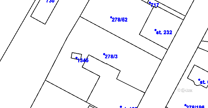 Parcela st. 278/3 v KÚ Nezvěstice, Katastrální mapa