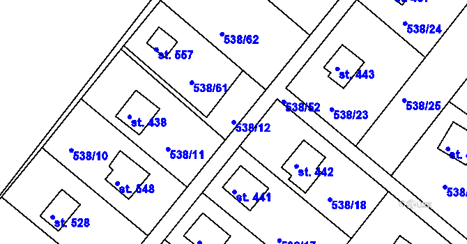 Parcela st. 538/12 v KÚ Nezvěstice, Katastrální mapa