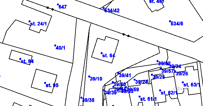 Parcela st. 64 v KÚ Olešná u Nezvěstic, Katastrální mapa