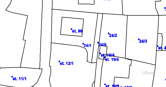 Parcela st. 24/1 v KÚ Olešná u Nezvěstic, Katastrální mapa