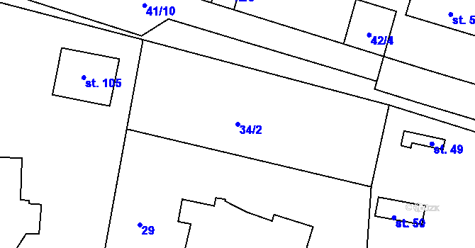 Parcela st. 34/2 v KÚ Olešná u Nezvěstic, Katastrální mapa