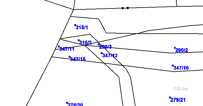 Parcela st. 347/12 v KÚ Olešná u Nezvěstic, Katastrální mapa