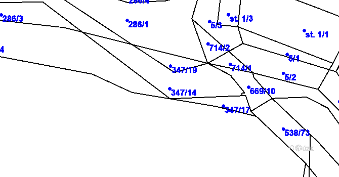 Parcela st. 347/14 v KÚ Olešná u Nezvěstic, Katastrální mapa