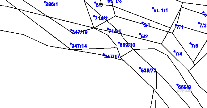 Parcela st. 347/17 v KÚ Olešná u Nezvěstic, Katastrální mapa