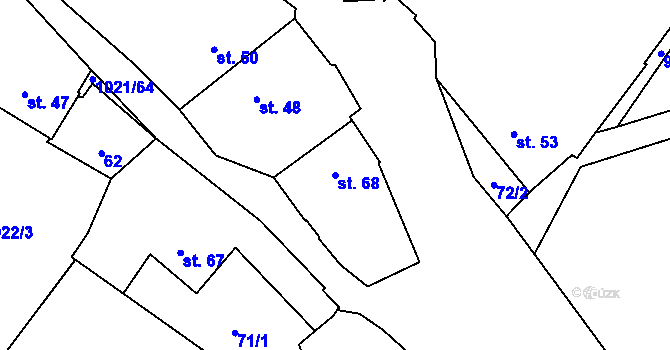 Parcela st. 68 v KÚ Žákava, Katastrální mapa