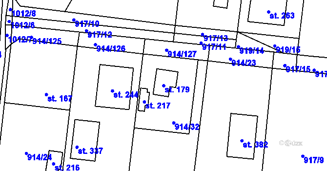 Parcela st. 179 v KÚ Žákava, Katastrální mapa