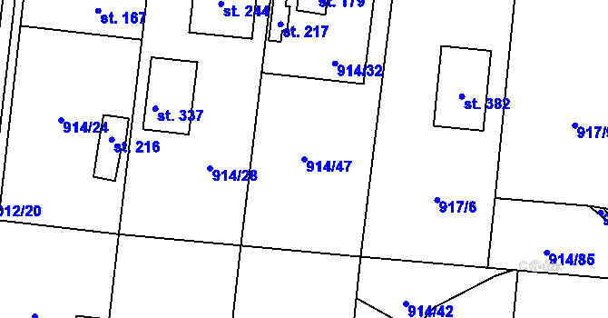 Parcela st. 914/47 v KÚ Žákava, Katastrální mapa