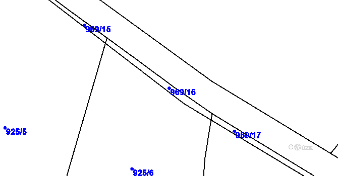 Parcela st. 969/16 v KÚ Žákava, Katastrální mapa