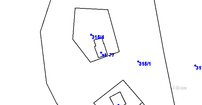 Parcela st. 77 v KÚ Němětice, Katastrální mapa