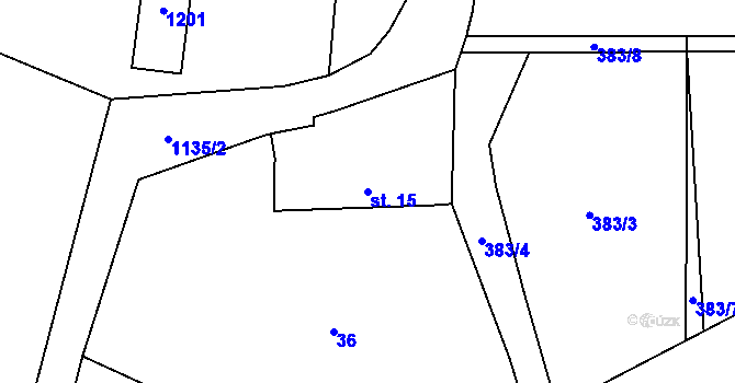 Parcela st. 15 v KÚ Nihošovice, Katastrální mapa